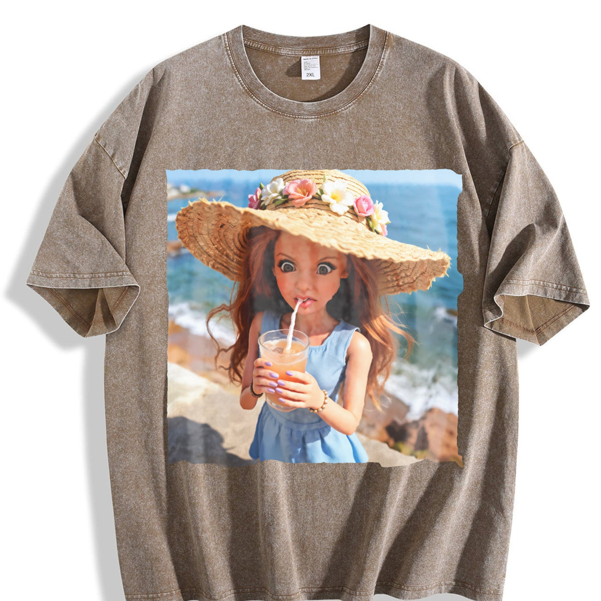 Doll with a Summer Drink Vintage Washed T-Shirt product image 3