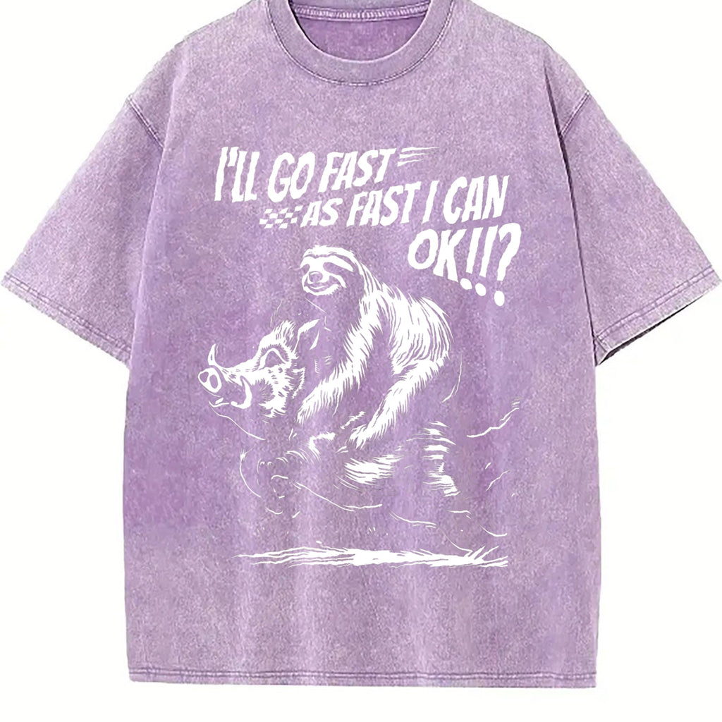 Sloth Riding A Boar 90s Vintage Washed T-Shirt product image 6