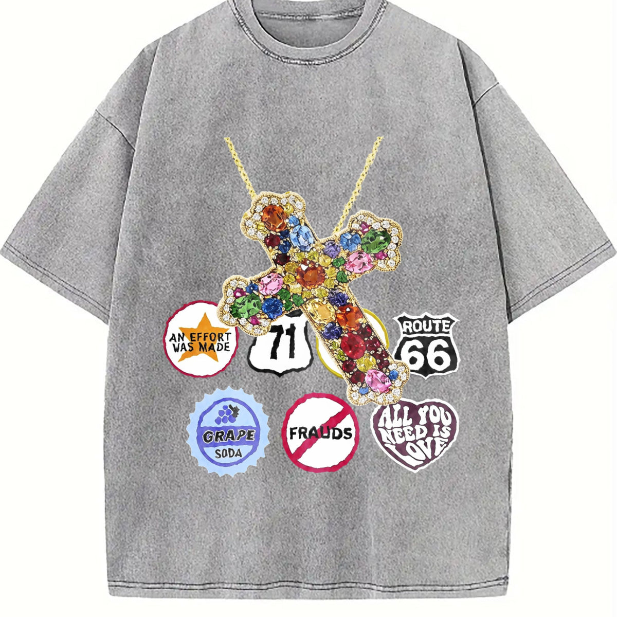 Jewel Cross & Cropped Vintage Washed T-Shirt product image 5