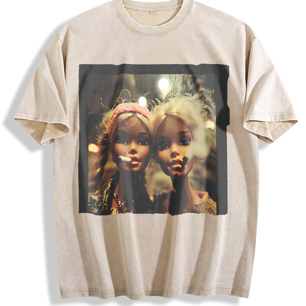 Funny Messy Doll Duo Vintage Washed T-Shirt product image 1