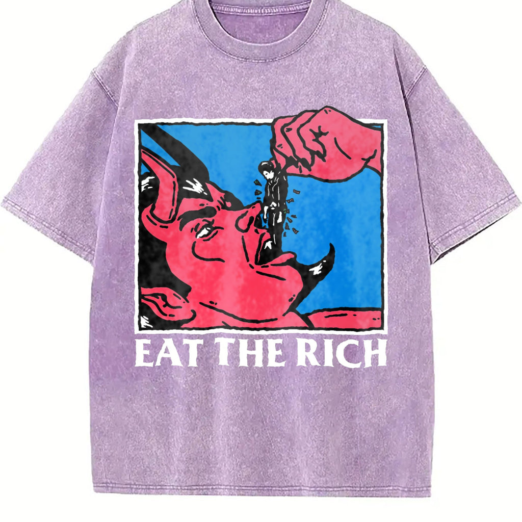 Eat The Rich Devil Vintage Washed T-Shirt product image 6