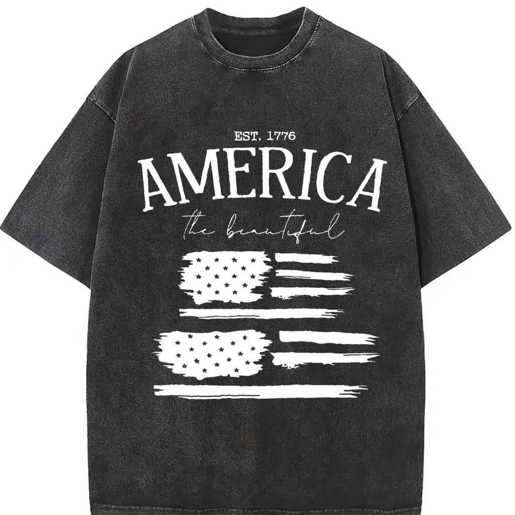 America The Beautiful Est 1776 Flag Vintage Washed T-Shirt product image 2