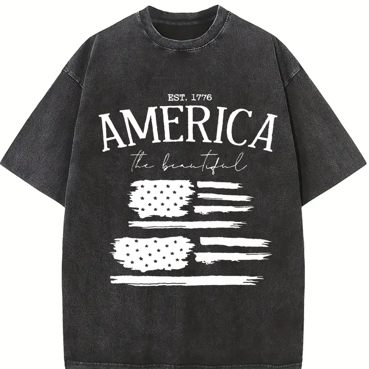 America The Beautiful Est 1776 Flag Vintage Washed T-Shirt product image 2