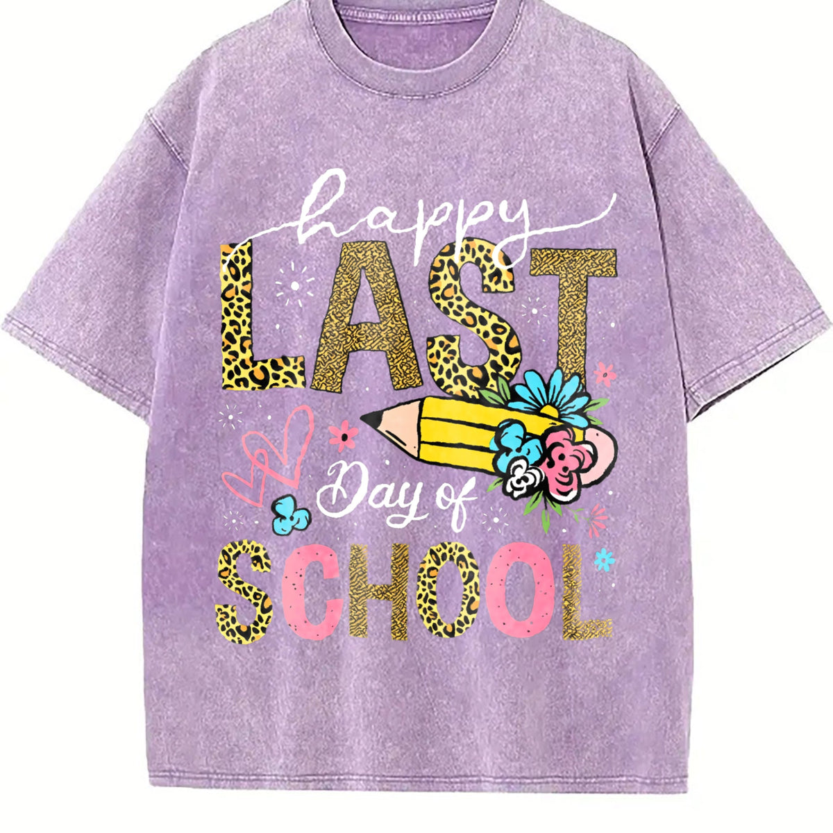 Happy Last Day Of School Y2K 100 Boxy With Leopard Vintage product image 6
