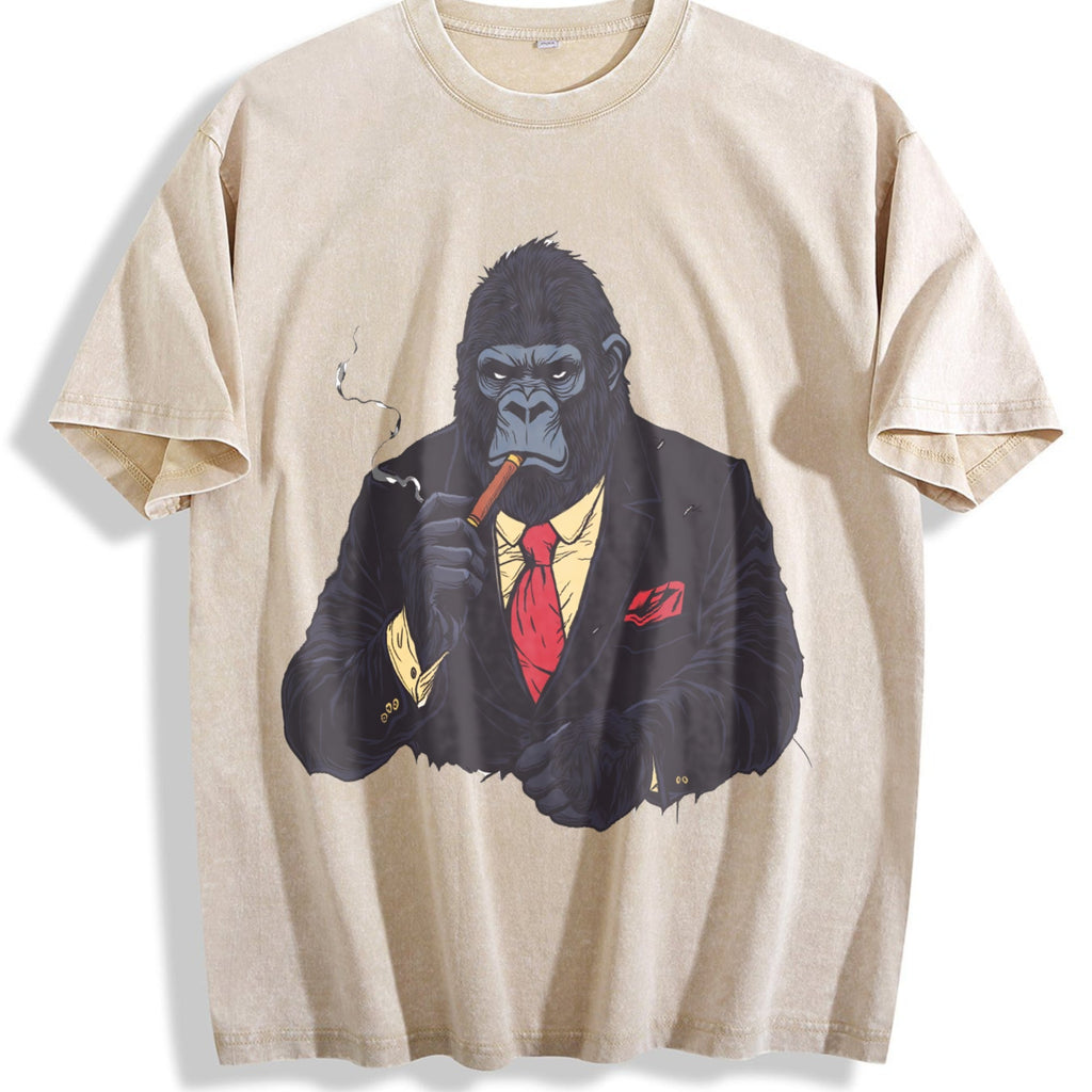 Gorilla Smoking Y2K Vintage Washed T-Shirt product image 1