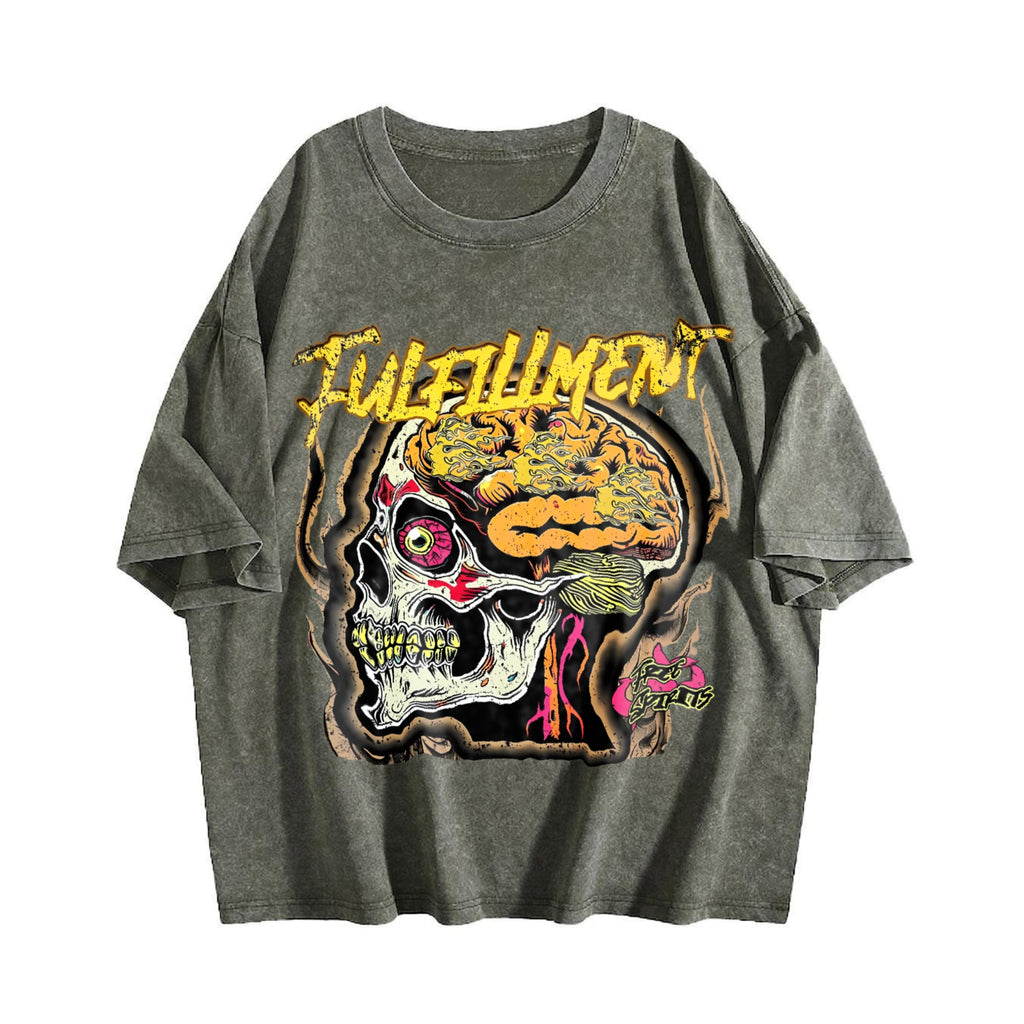 Skull Brain Vintage Washed T-Shirt product image 4
