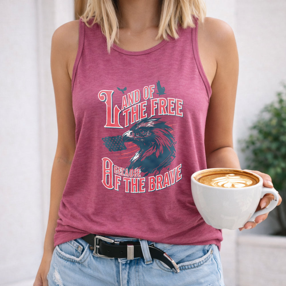 Land Of The Free Because Of The Brave Fourth Of July Women's Tank Top