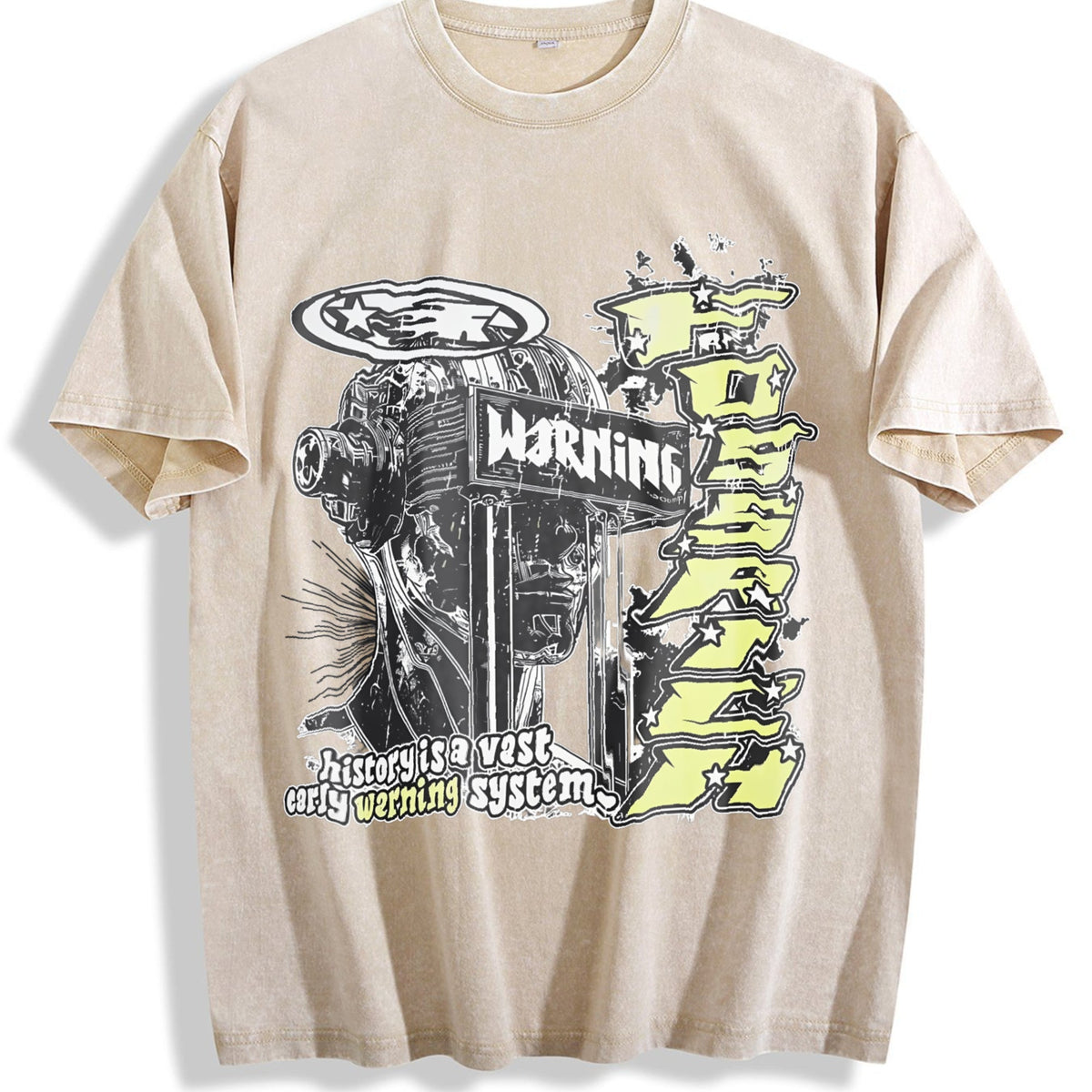 Warning Cybernetic Head Vintage Washed T-Shirt product image 1