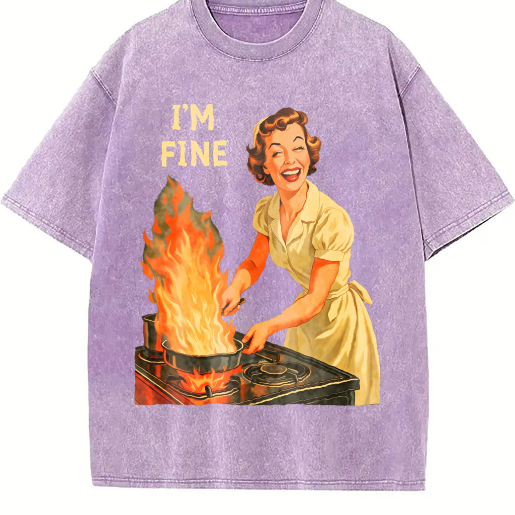 Im Fine Funny Meme Housewife Dark Humor Sarcastic Vintage product image 6