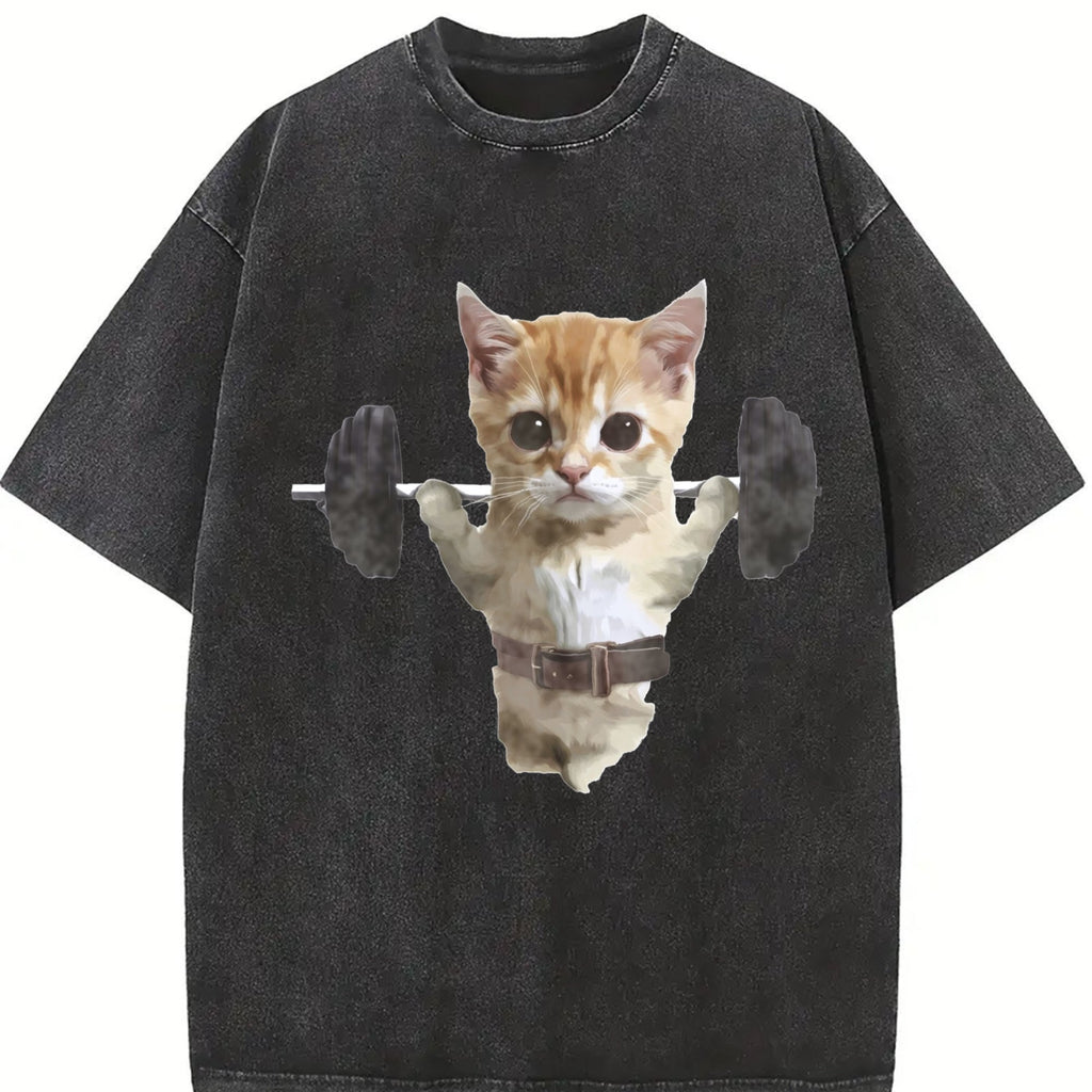 Funny Sam Sulek Cat Gym Meme Vintage Washed T-Shirt product image 2
