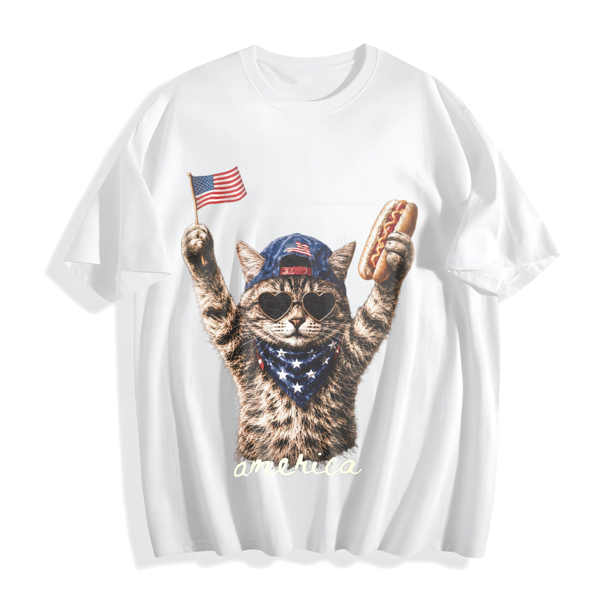 Patriotic Cat Cotton T-Shirt product image 2
