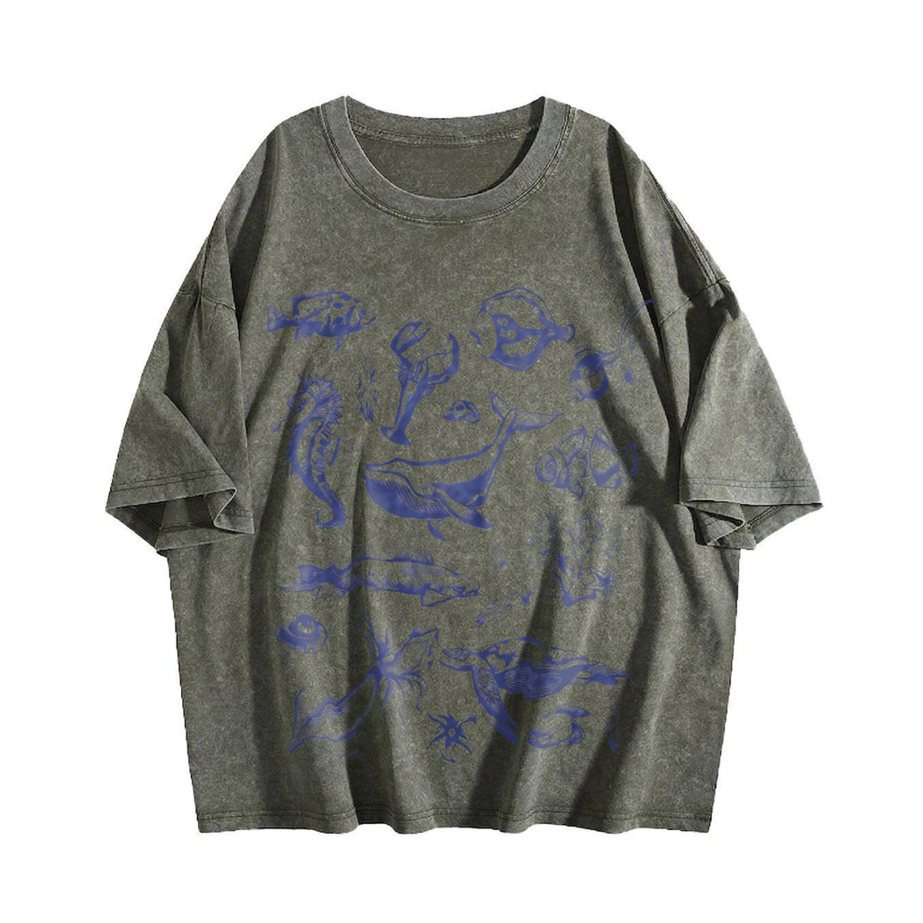 Tattoo Sea Animals 90s Vintage Washed T-Shirt product image 4
