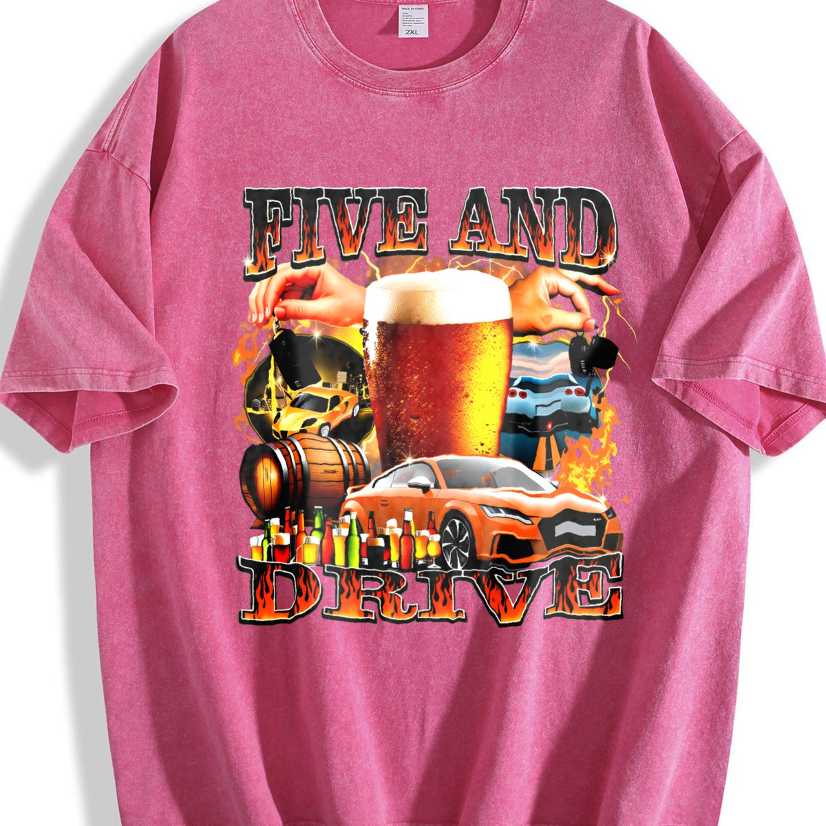 Five And Drive Funny Vintage Washed T-Shirt product image 7