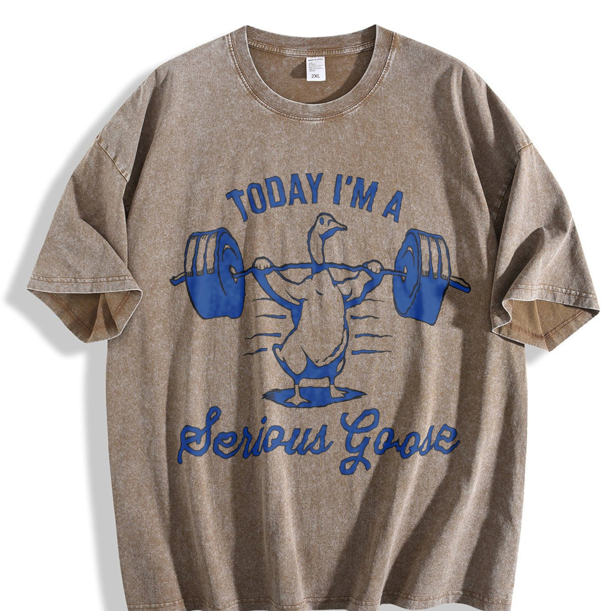 Serious Goose Lifting Weights Vintage Washed T-Shirt product image 3