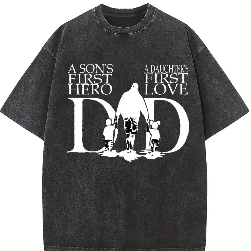 Dad A Son's First Hero A Daughter's Love Vintage Washed product image 2