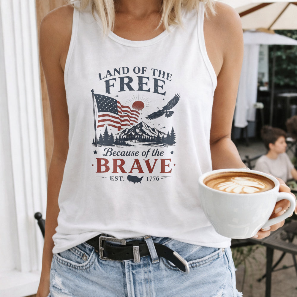 Land Of The Free Because Of The Brave USA Flag Women's Tank Top
