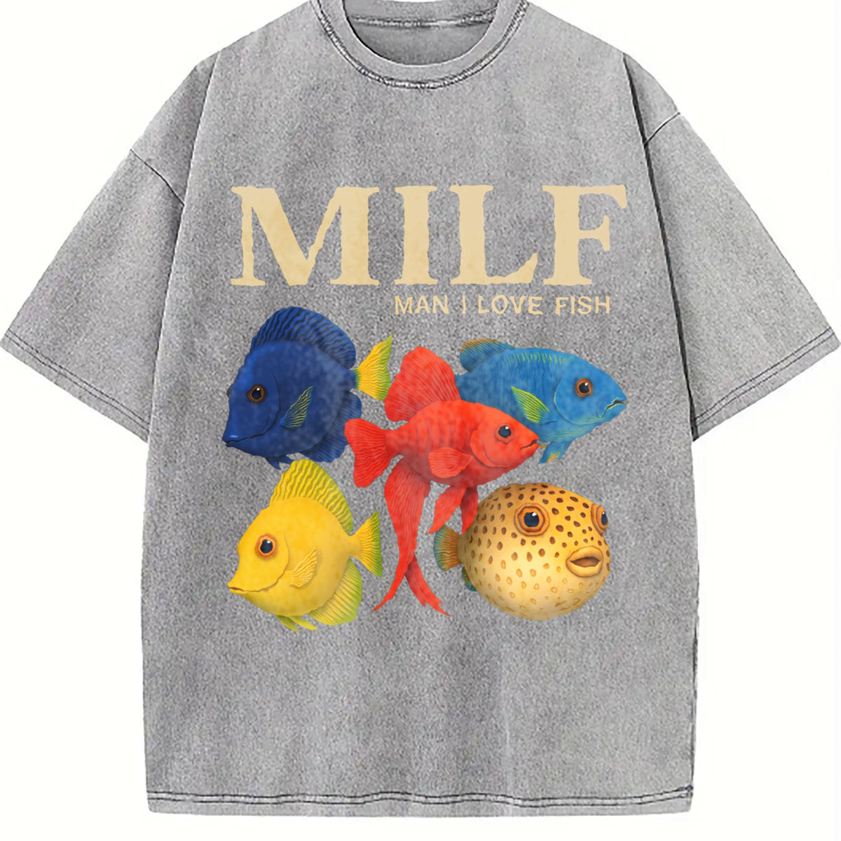 Funny Fish : Man I Love Vintage Washed T-Shirt product image 5
