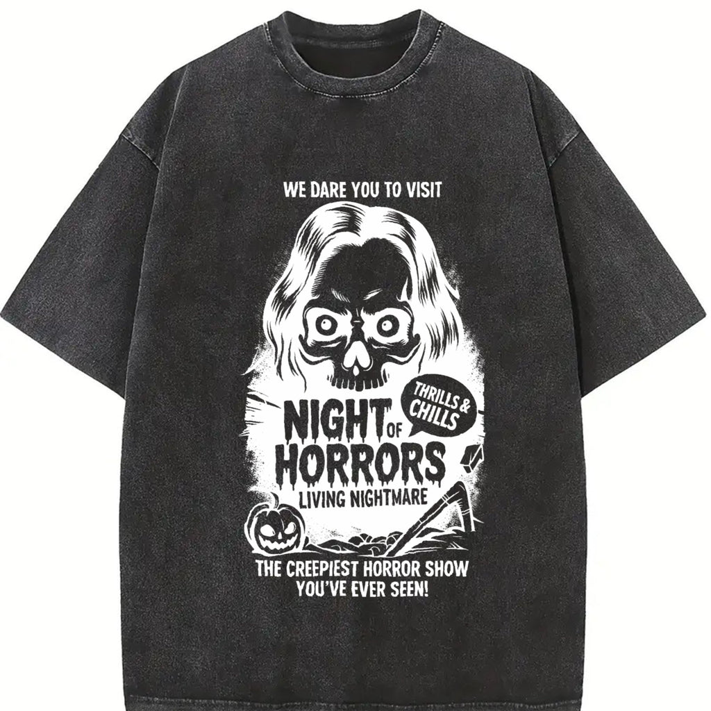 We Dare You To Visit Night Of Horrors Vintage Washed T-Shirt product image 2
