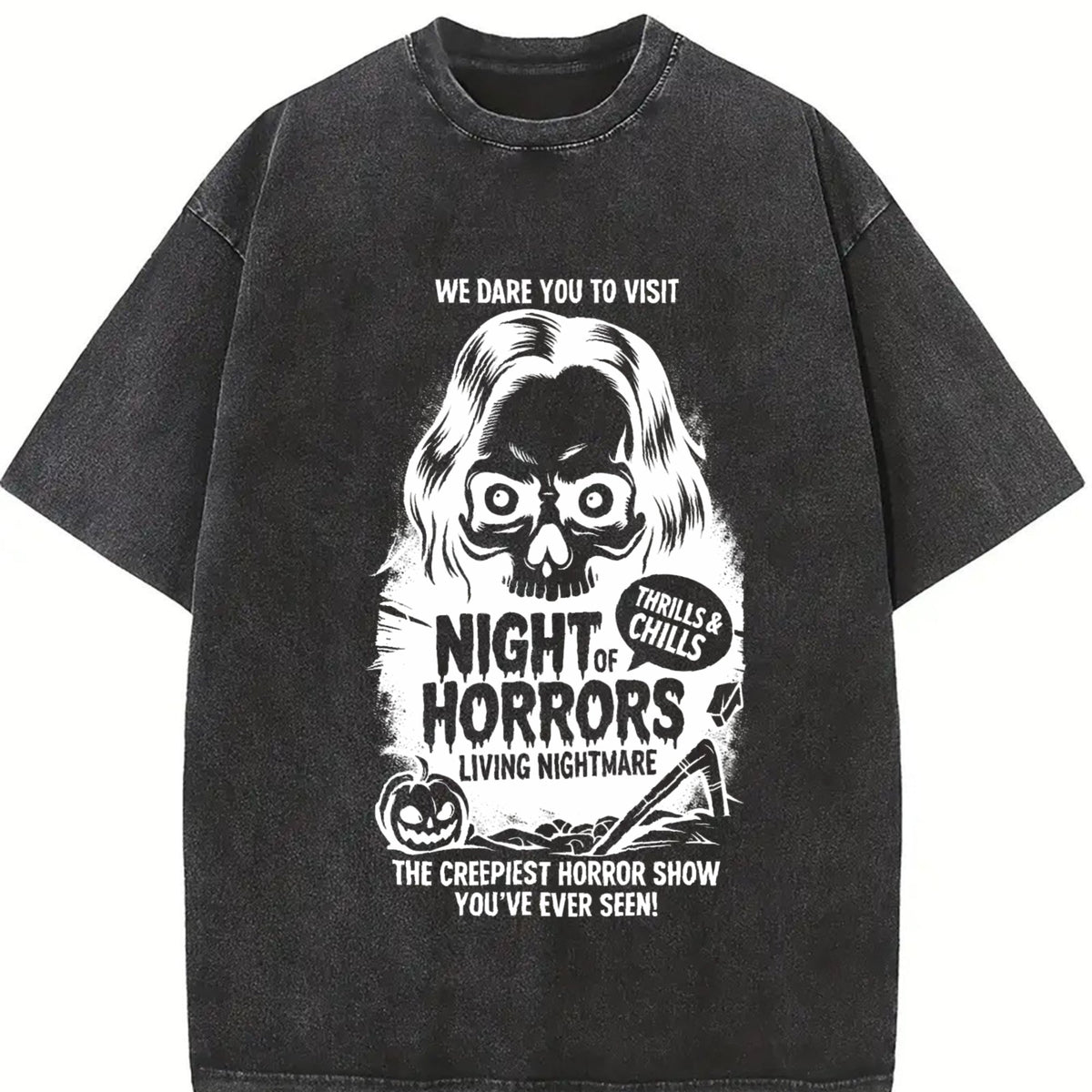 We Dare You To Visit Night Of Horrors Vintage Washed T-Shirt product image 2