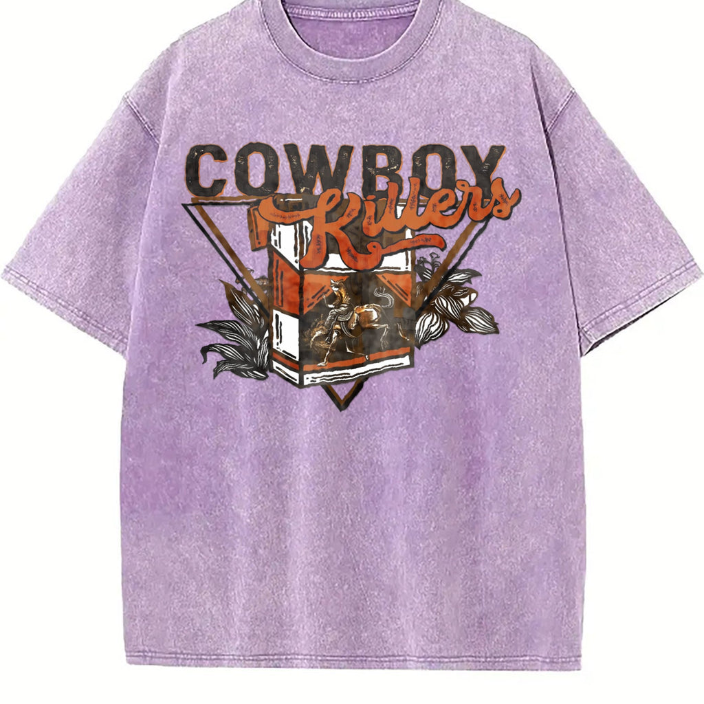 Front Back Western Cowboy Vintage Washed T-Shirt product image 6