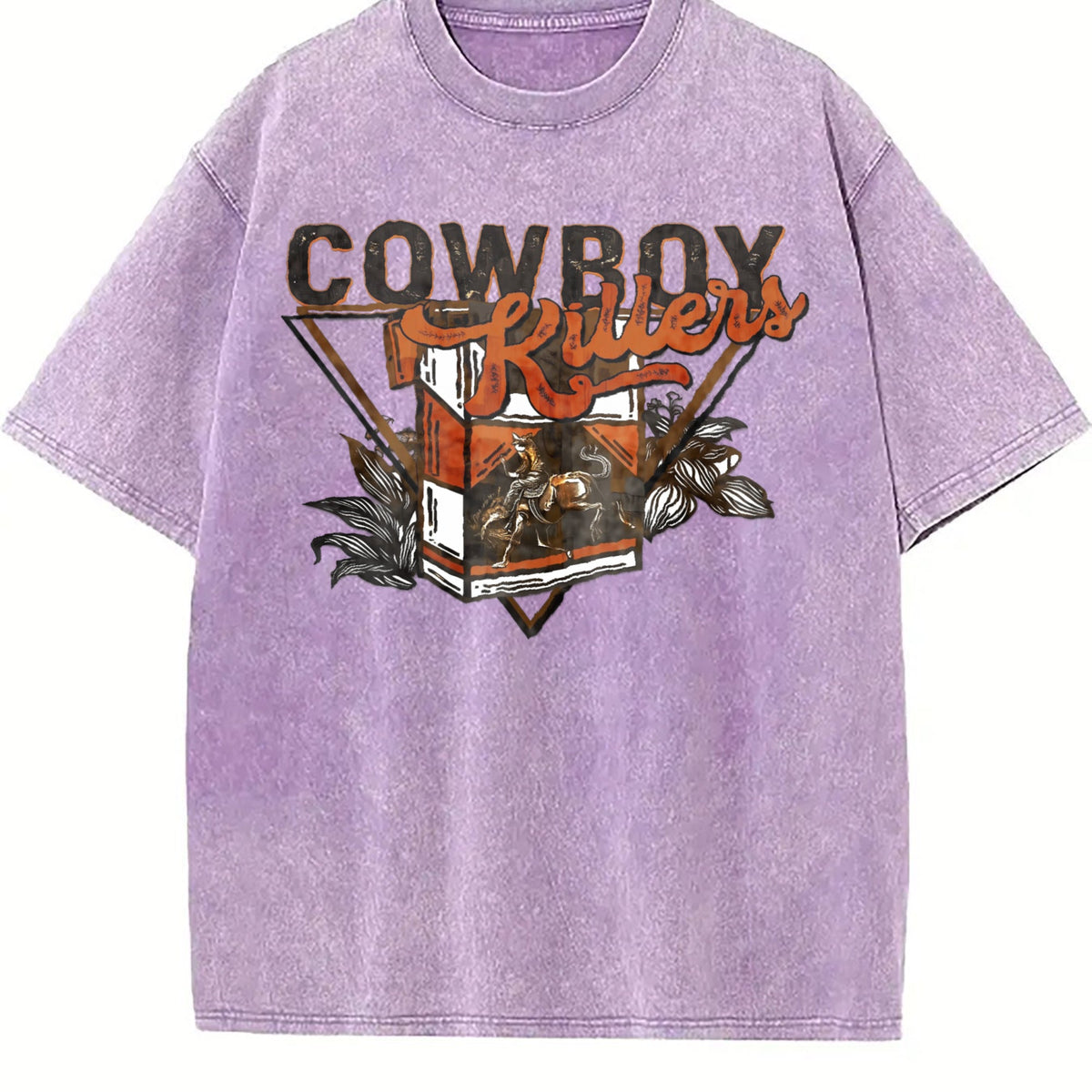 Front Back Western Cowboy Vintage Washed T-Shirt product image 6