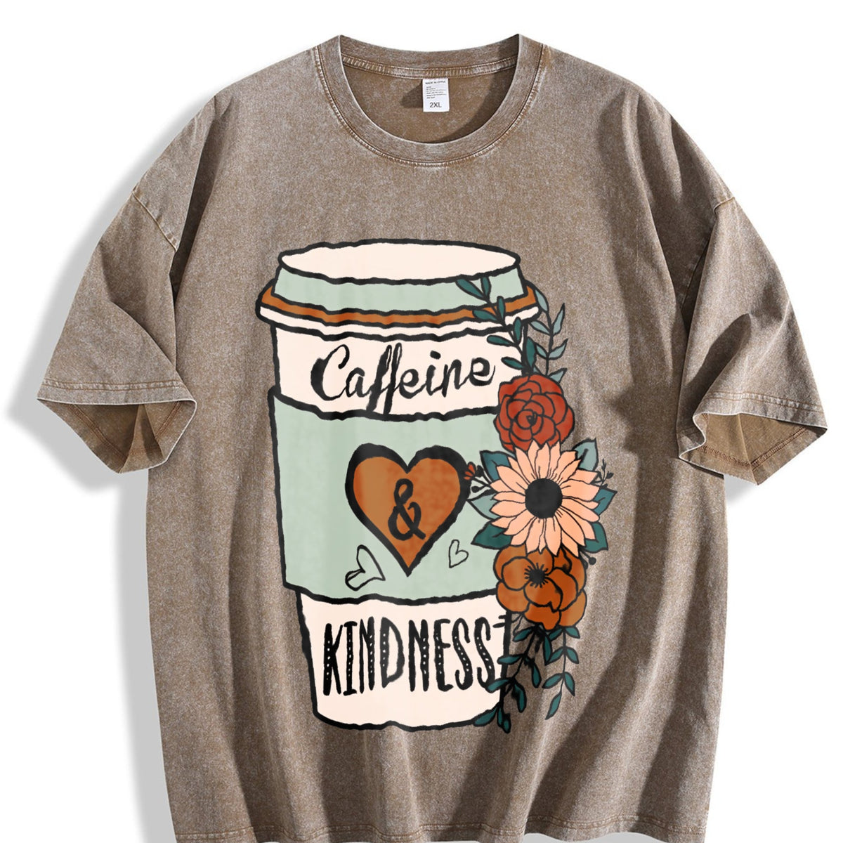 Caffeine And Kindness Vintage Washed T-Shirt product image 3