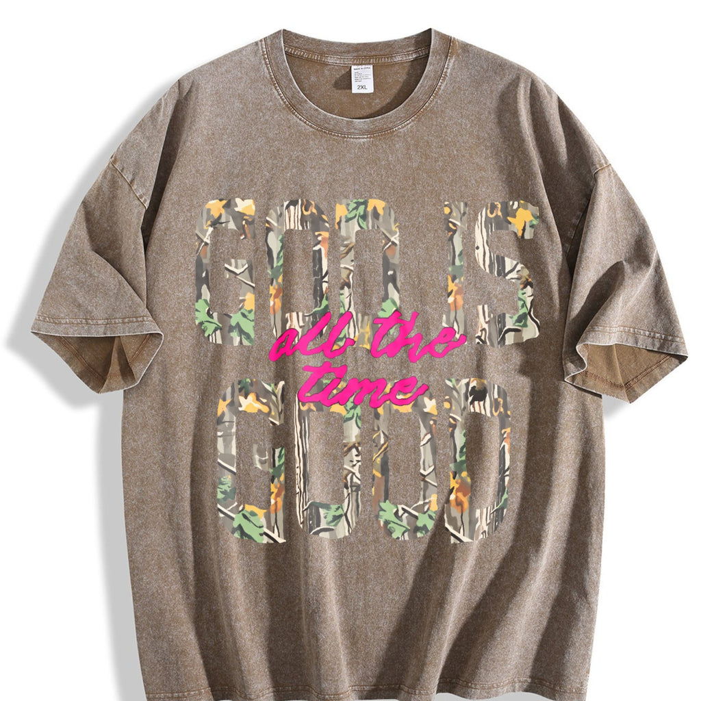 God Is Good All the Time Floral Vintage Washed T-Shirt product image 3