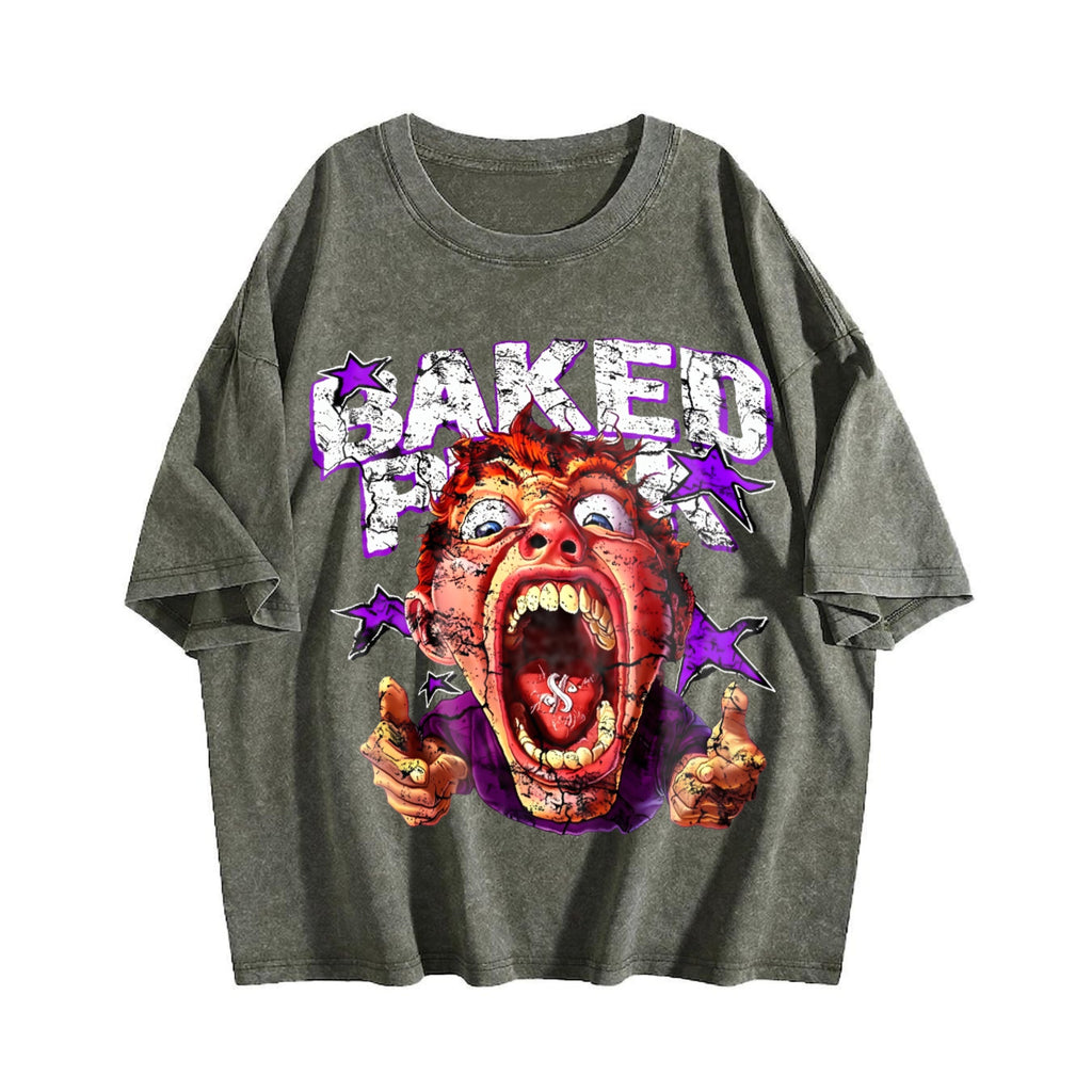 Funny Cartoon Face Vintage Washed T-Shirt product image 4