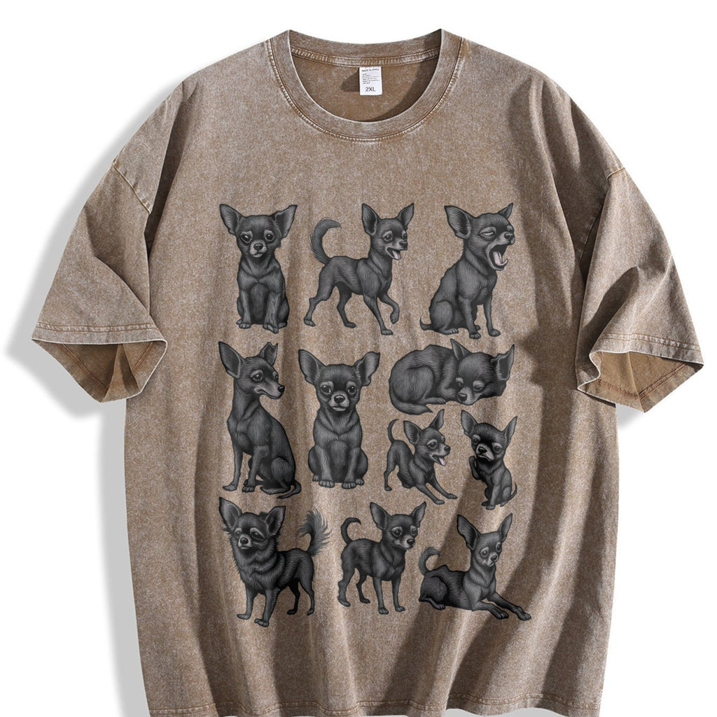 Black Chihuahua Chart Vintage Washed T-Shirt product image 3