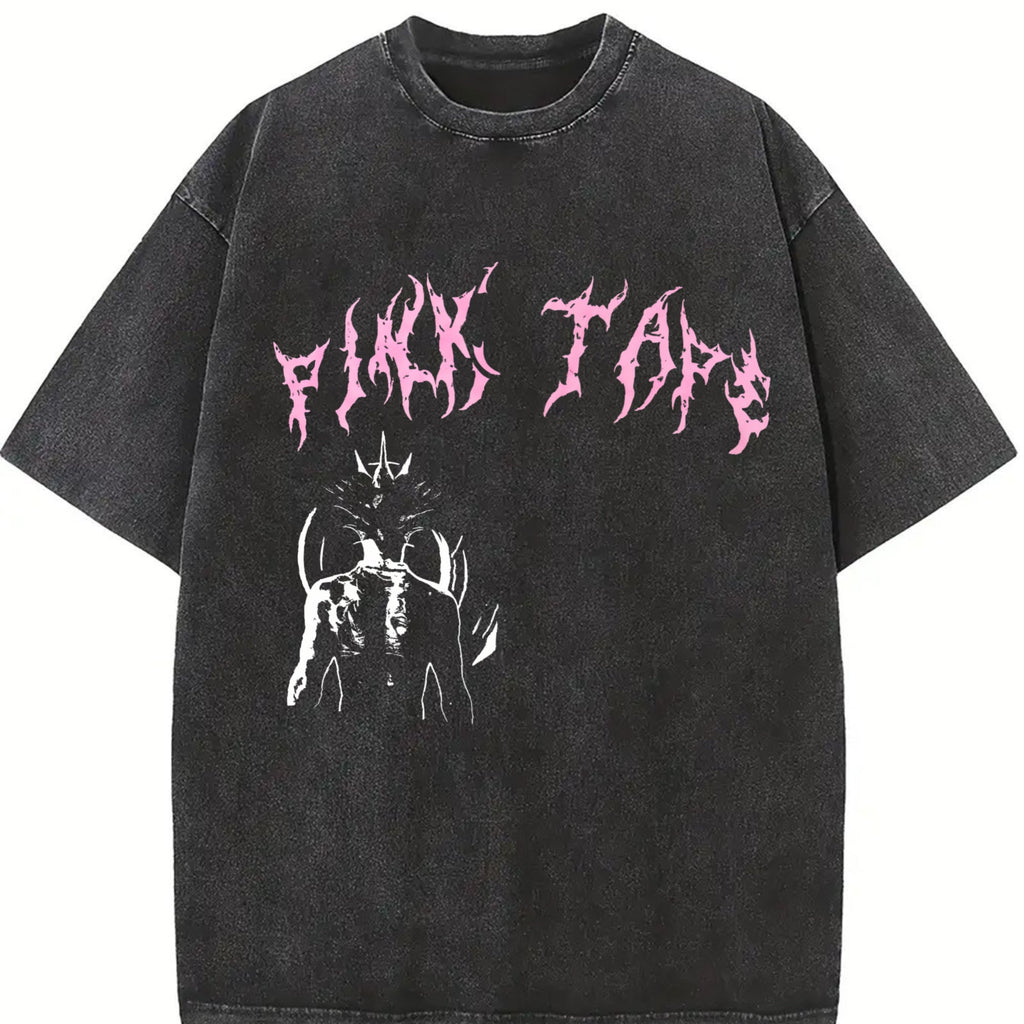 Pink Tape Gothic Letter & Demon Drawstring Shorts Vintage product image 2