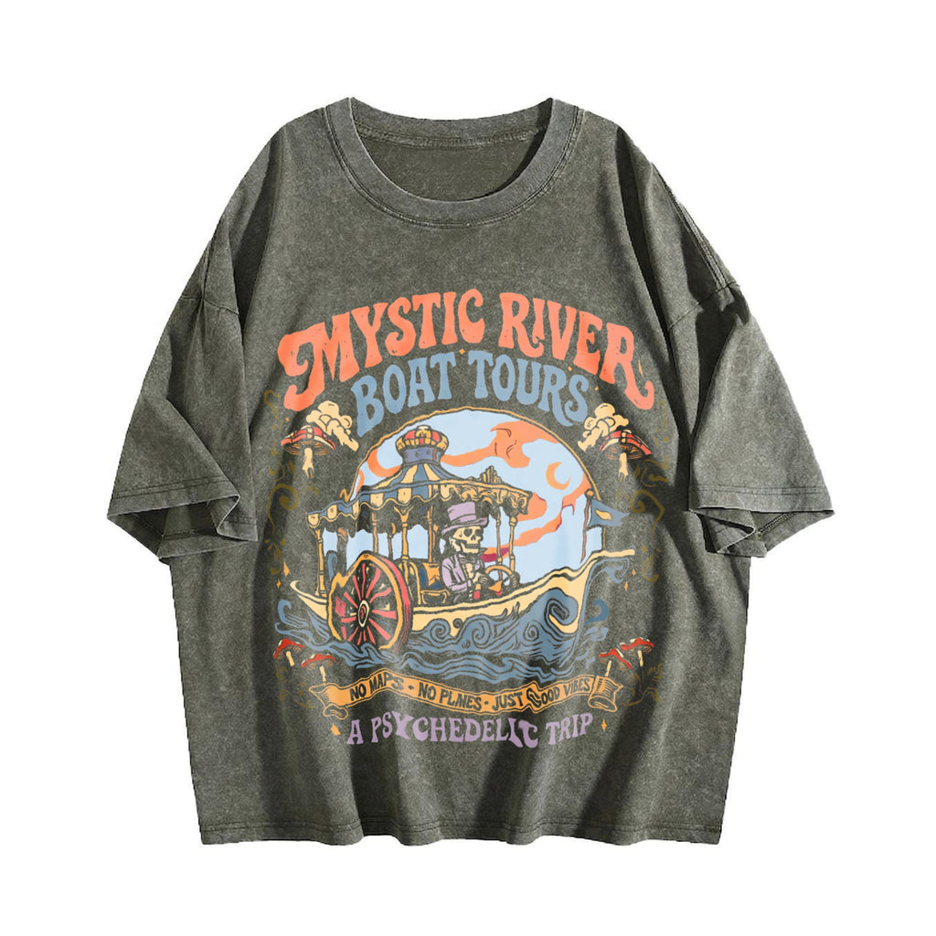 Mystic River Boat Tours Psychedelic Vintage Washed T-Shirt product image 4
