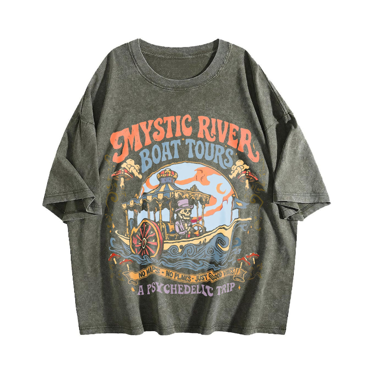 Mystic River Boat Tours Psychedelic Vintage Washed T-Shirt product image 4