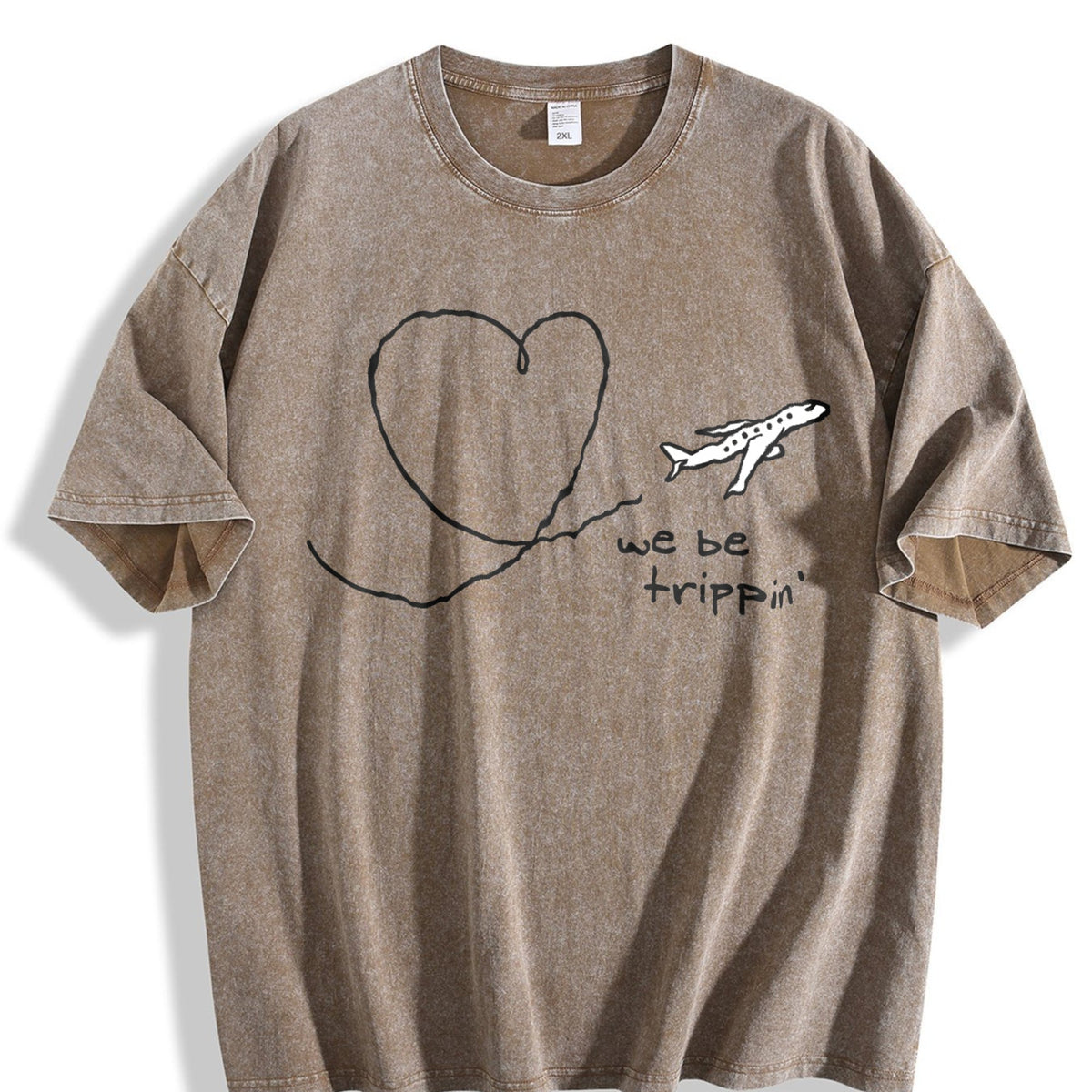 We Be Trippin Airplane Heart Vintage Washed T-Shirt product image 3