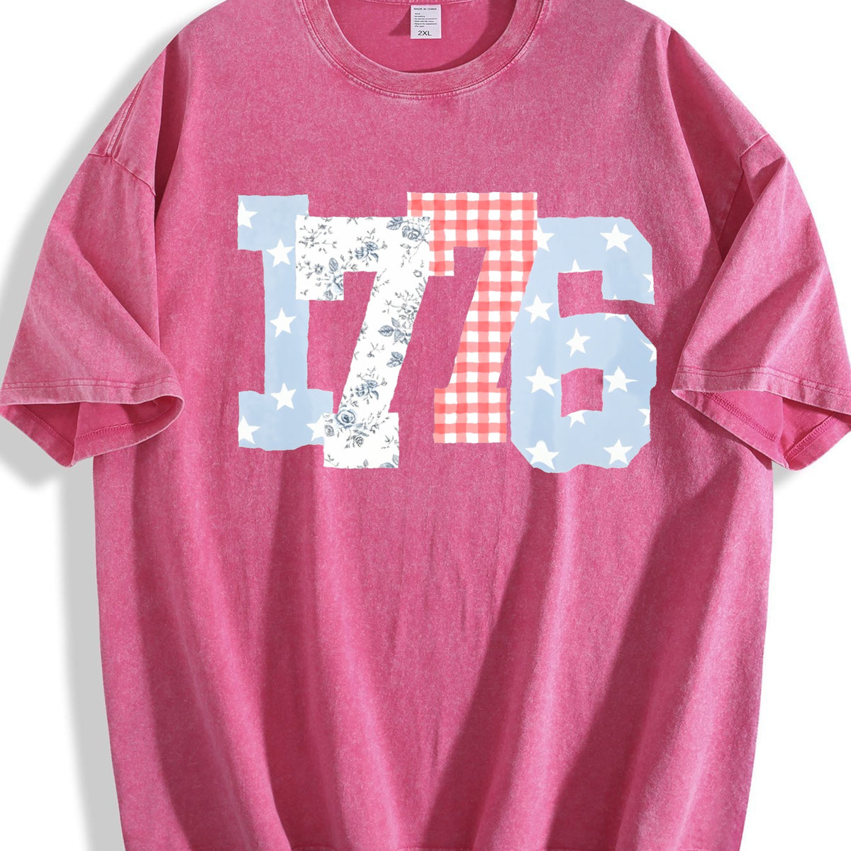 1776 Plaid Floral Star Number Vintage Washed T-Shirt product image 7
