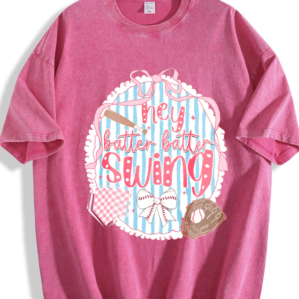 Preppy Baseball Bow Glitter Vintage Washed T-Shirt product image 7