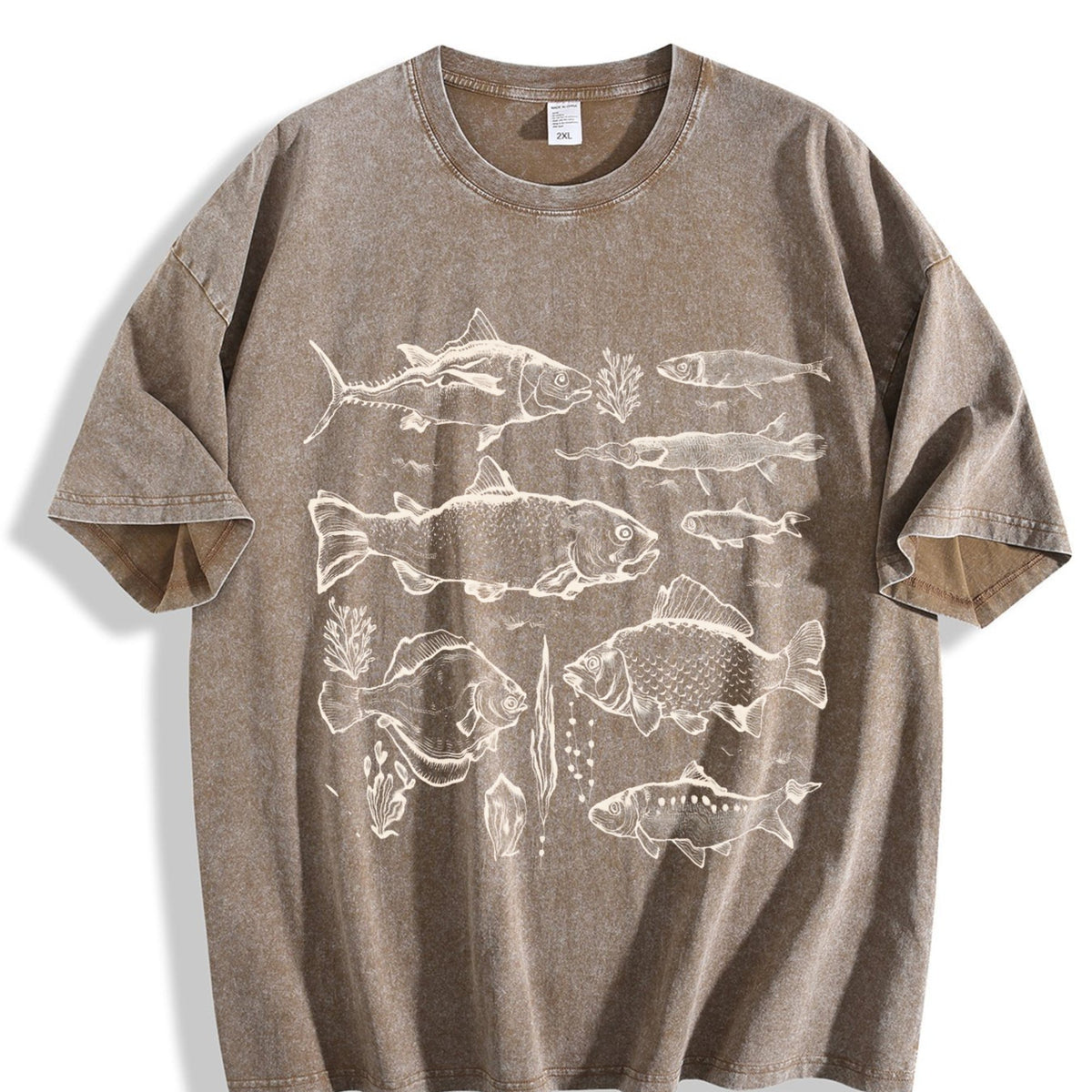 White Distressed Illustration Vintage Washed T-Shirt product image 3