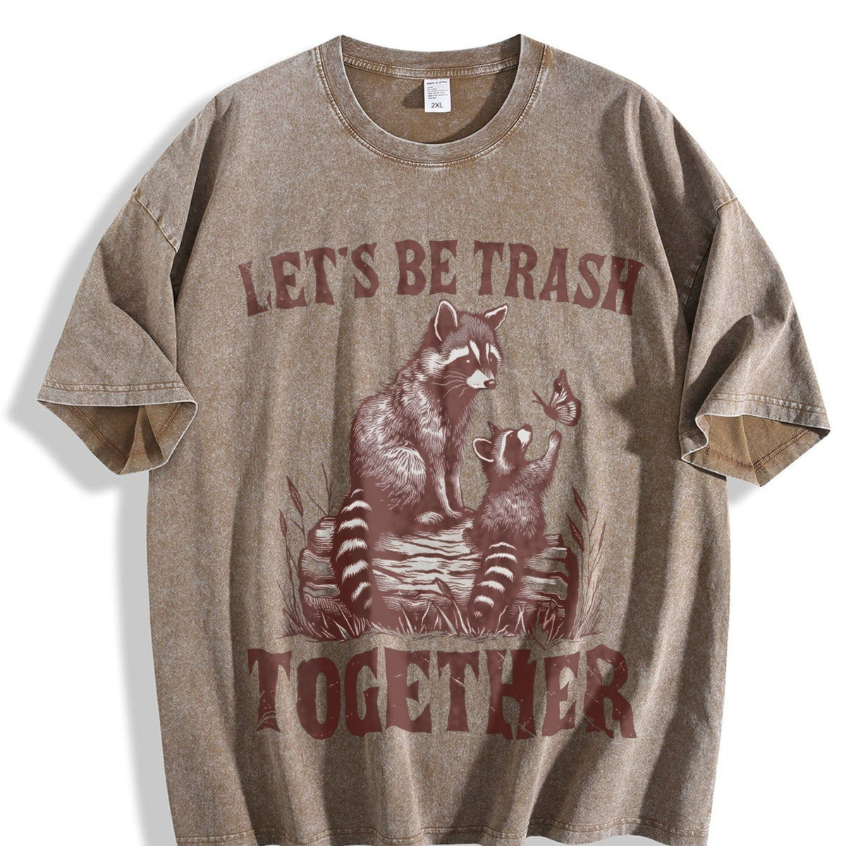 Let's Be Trash Together Raccoon 90s Vintage Washed T-Shirt product image 3