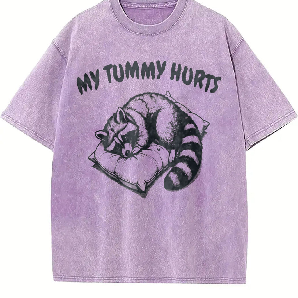 Cute Raccoon My Tummy Hurts 90s Vintage Washed T-Shirt product image 6