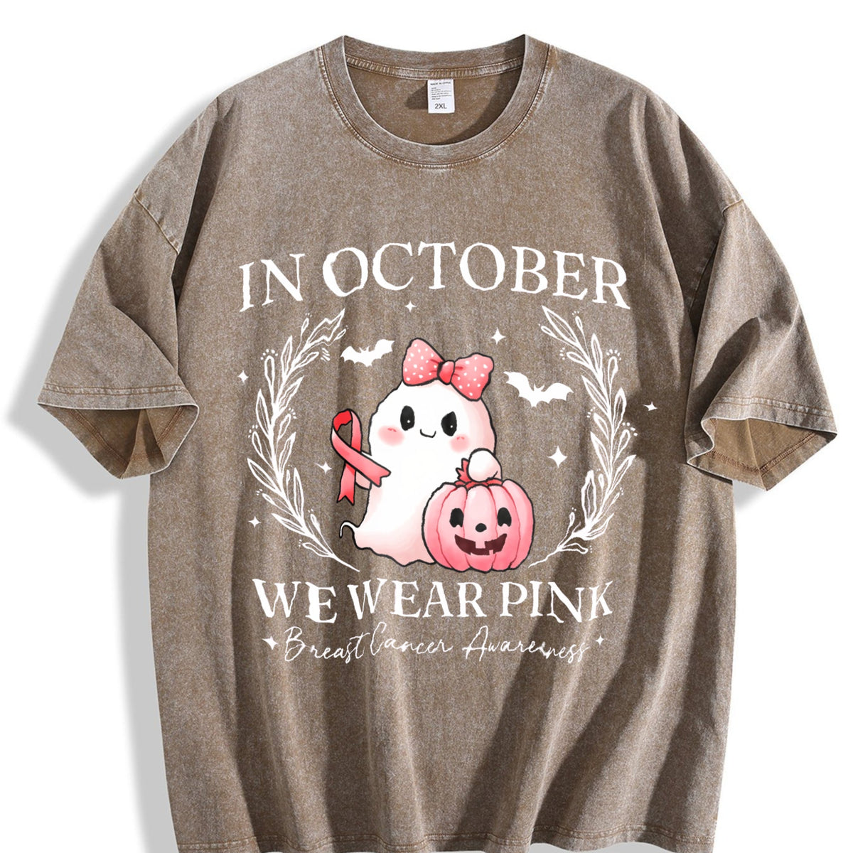 In October We Pink Ghost Vintage Washed T-Shirt product image 3