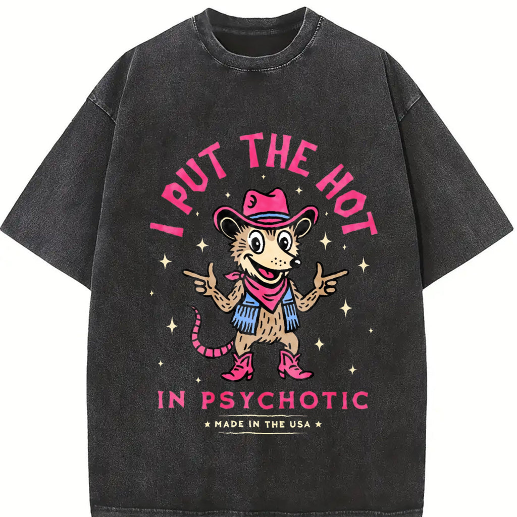 I Put The Hot In Psychotic Funny Cowboy Opossum Vintage product image 2
