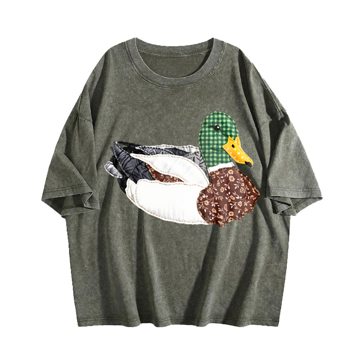 Patchwork Mallard Duck Vintage Washed T-Shirt product image 4