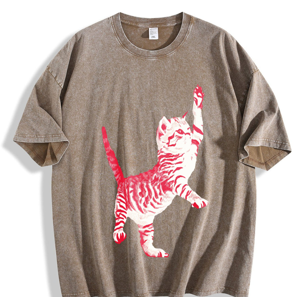 Playful Cat Vintage Washed T-Shirt product image 3