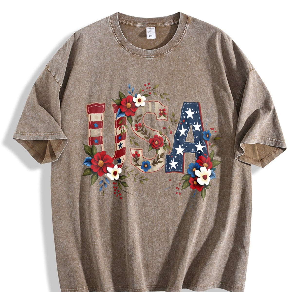 USA Flag Floral Boxy Y2K Aesthetic Summer Vibes Vintage product image 3