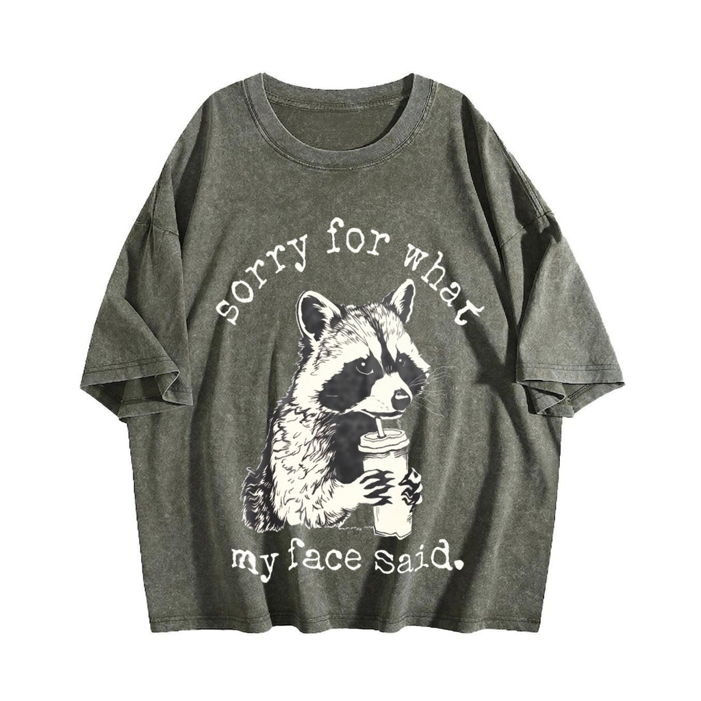 Sorry For What My Face Said Vintage Washed T-Shirt product image 4
