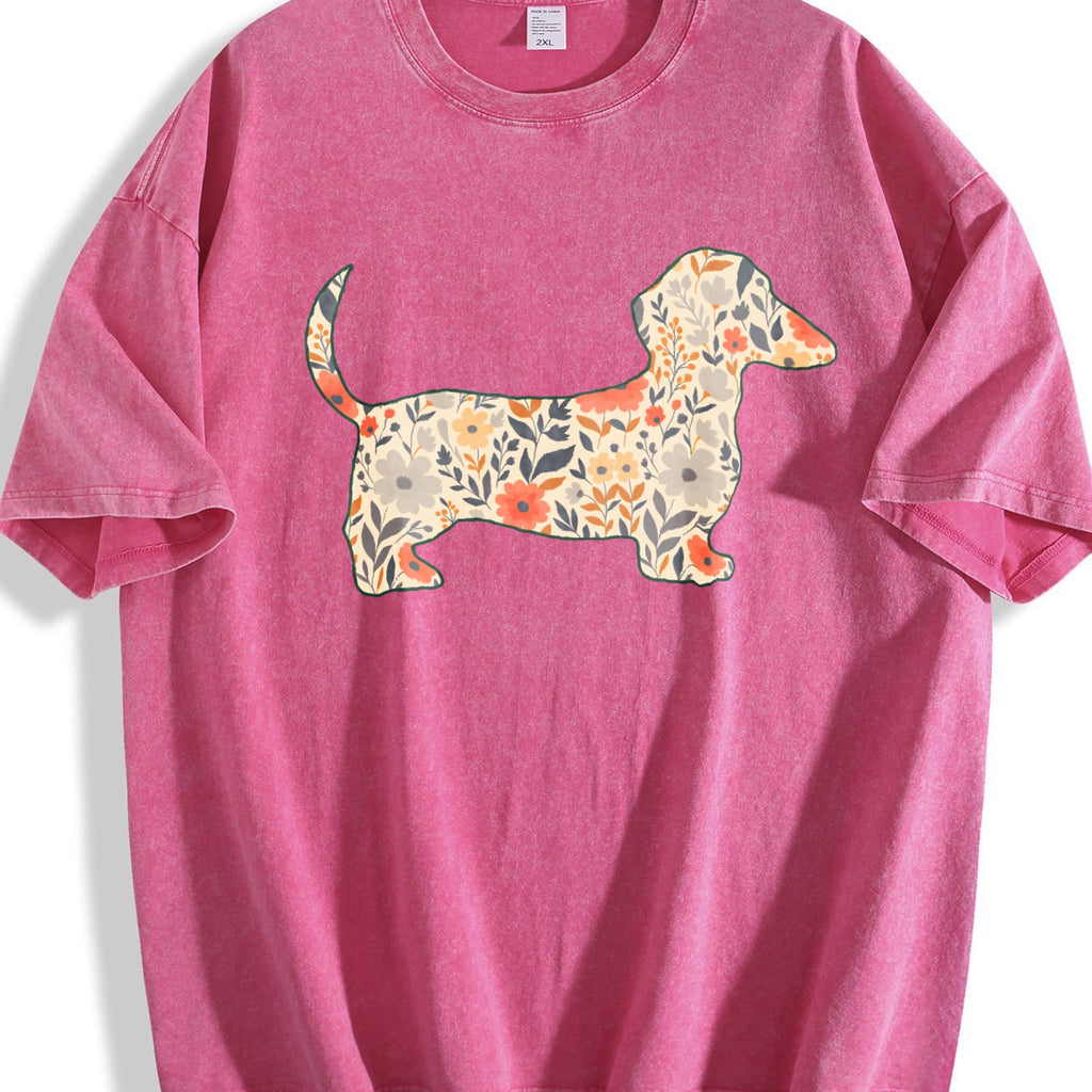 Floral Dachshund Vintage Washed T-Shirt product image 7