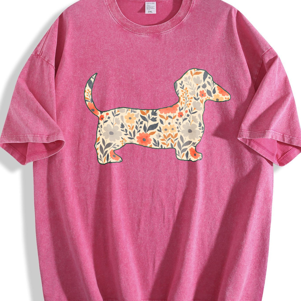 Floral Dachshund Vintage Washed T-Shirt product image 7