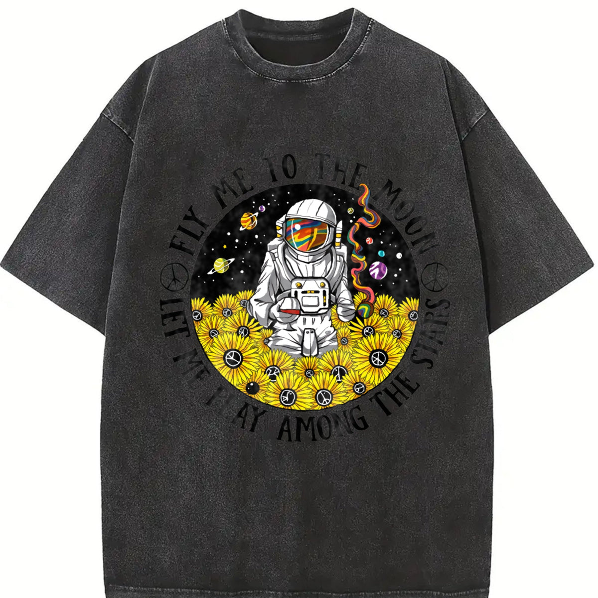 Fly Me To The Moon Let Me Play Among Stars Vintage Washed product image 2