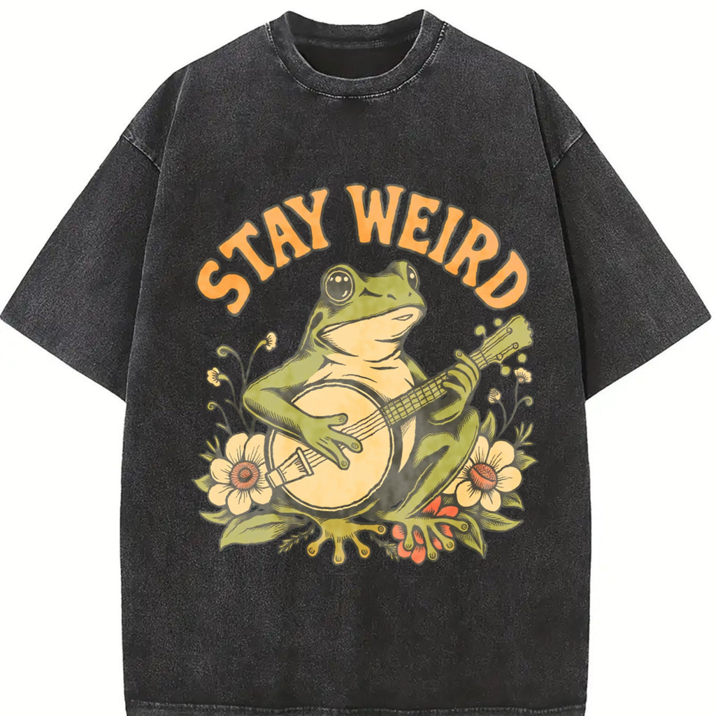 Stay Weird Frog Vintage Washed T-Shirt product image 2