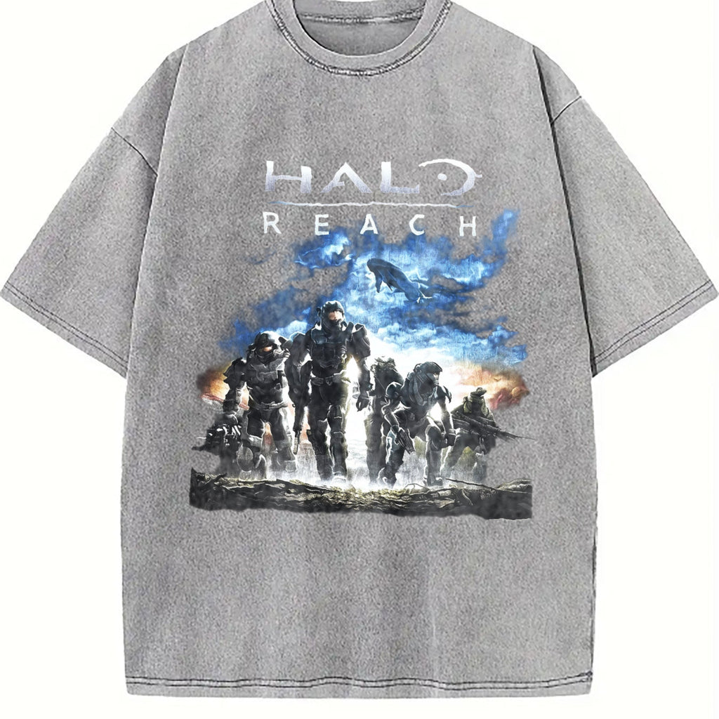 Y2K Black Halo Reach Gaming Promo Vintage Washed T-Shirt product image 5