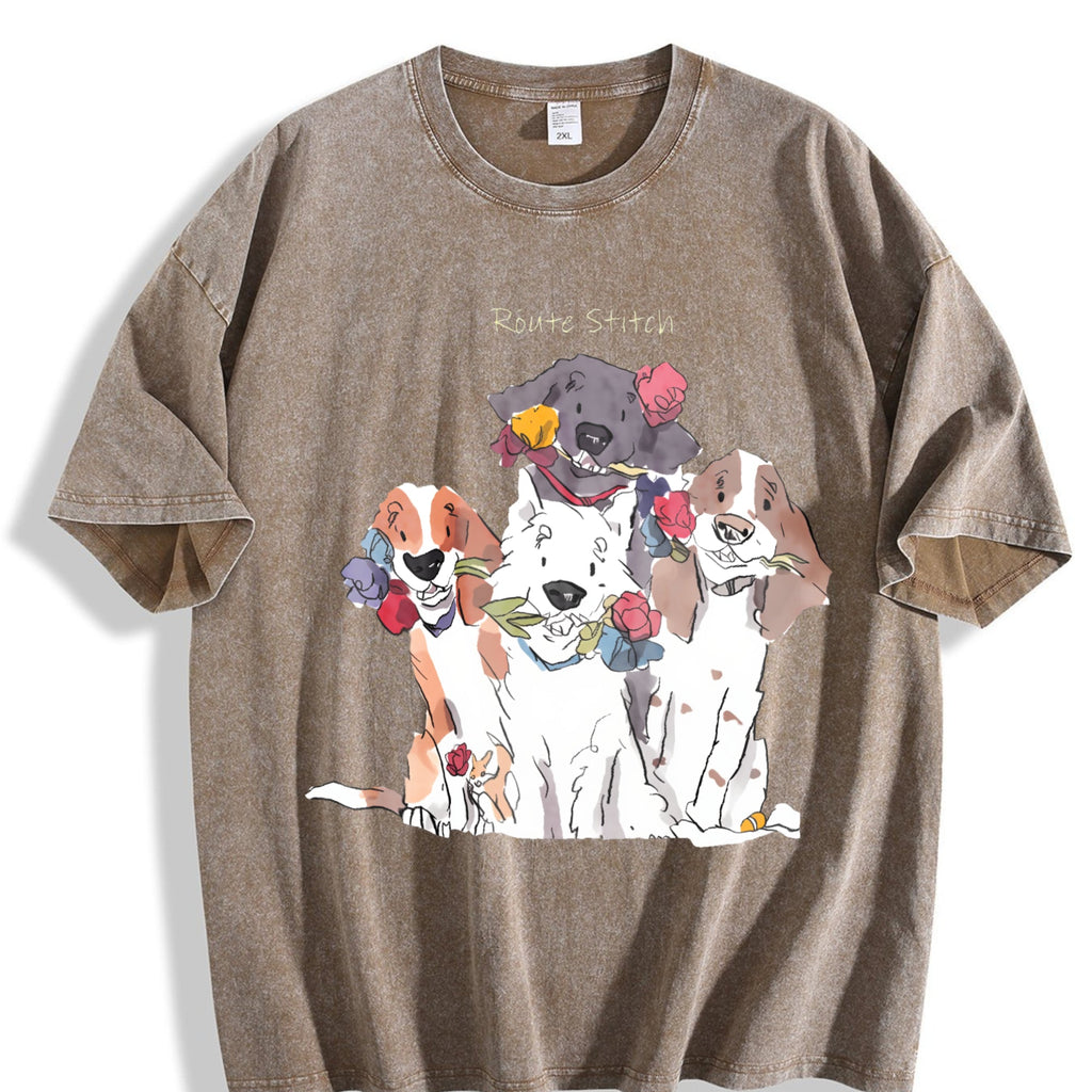 Floral Dog Vintage Washed T-Shirt product image 3